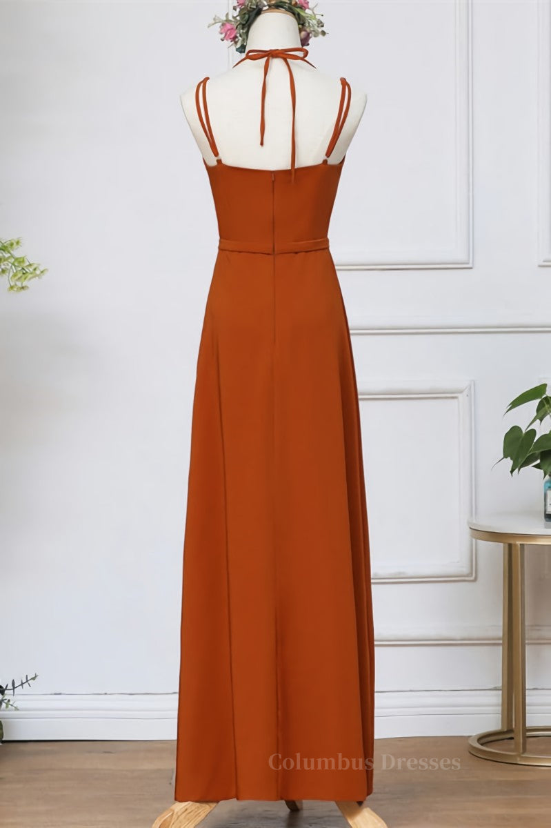 Prom Dresses Yellow, Rust Orange Wrap Bridesmaid Dress Main image