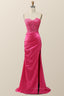 Prom Dress Sleeves, Sexy Pink Sweetheart Lace and Satin Long Dress