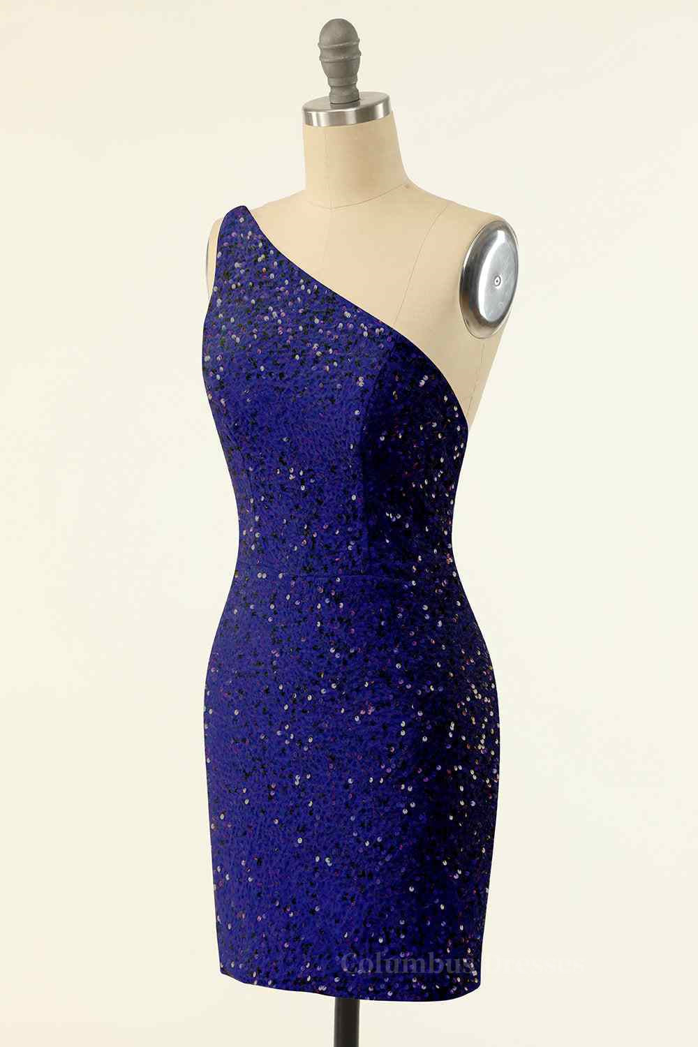 Sheath One Shoulder Sequins Strap Back Mini Homecoming Dress Secondary image