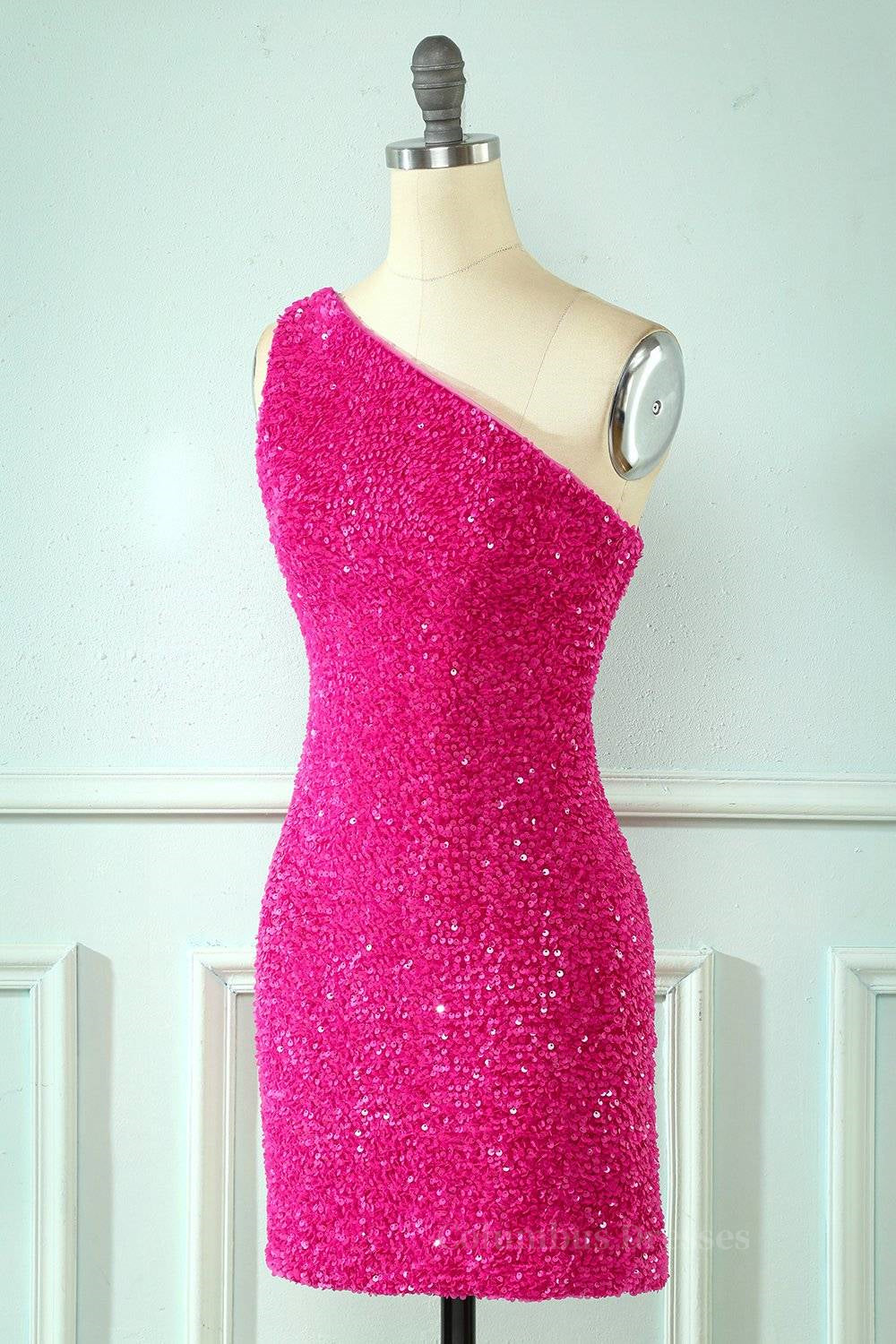 Sheath One Shoulder Straps Back Sequins Mini Homecoming Dress Secondary image