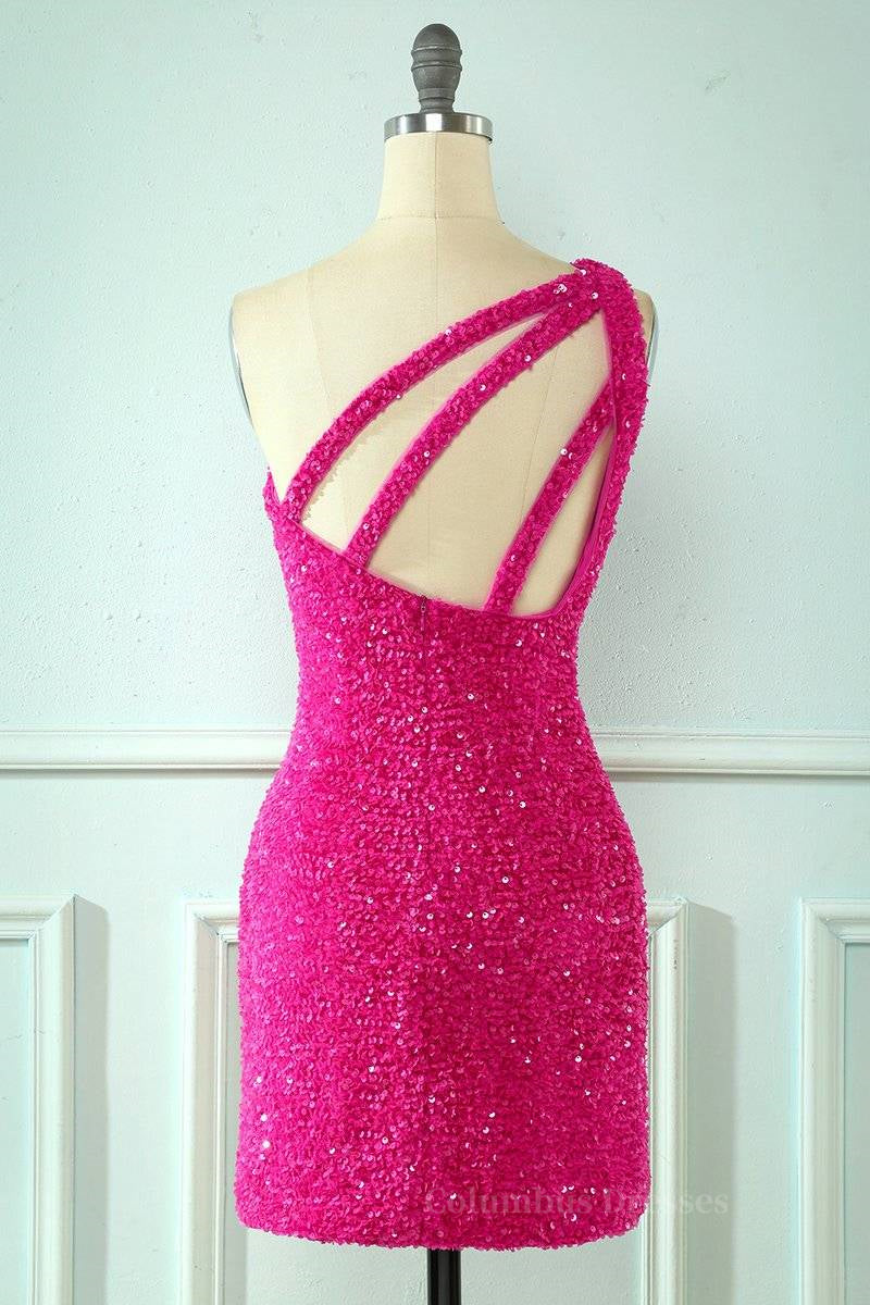 Bridesmaids Dresses Beach, Sheath One Shoulder Straps Back Sequins Mini Homecoming Dress Main image