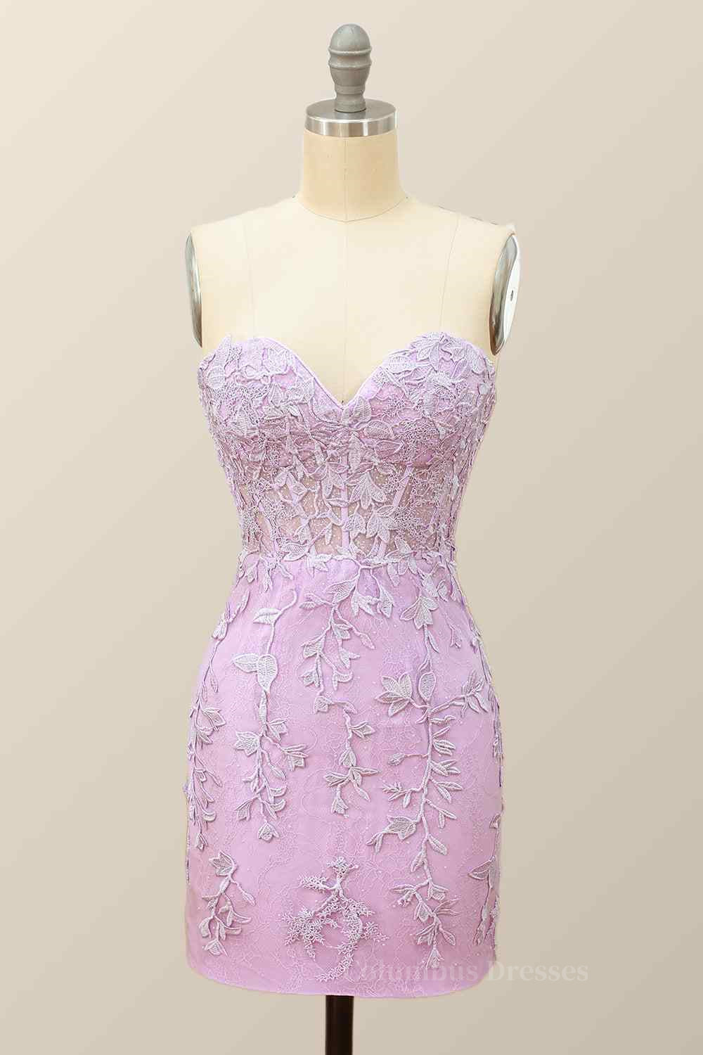 Party Dress Classy Christmas, Sheath Strapless Appliques Lace-Up Back Mini Homecoming Dress