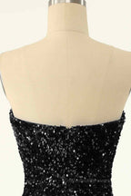 Party Dresses For Teenage Girl, Sheath Strapless Sequins Mini Homecoming Dress