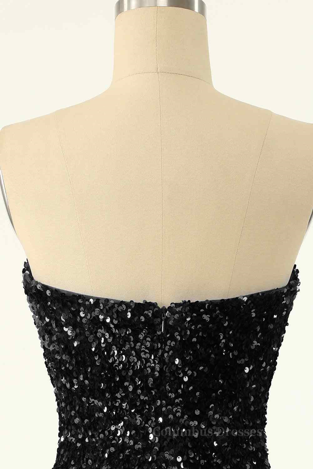 Party Dresses For Teenage Girl, Sheath Strapless Sequins Mini Homecoming Dress