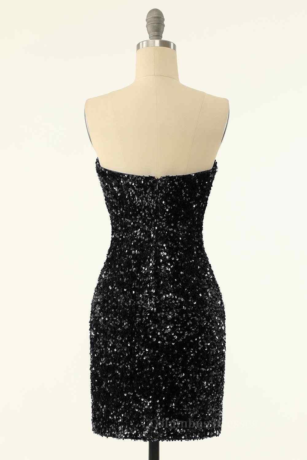 Party Dress For Summer, Sheath Strapless Sequins Mini Homecoming Dress