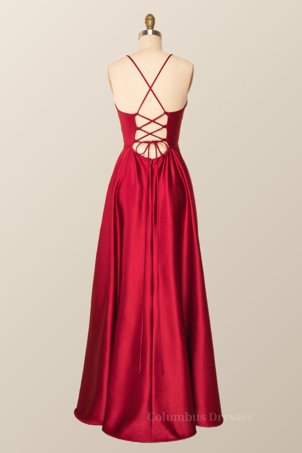 Party Dress Purple, Simple Straps Red Long Party Dress Main image