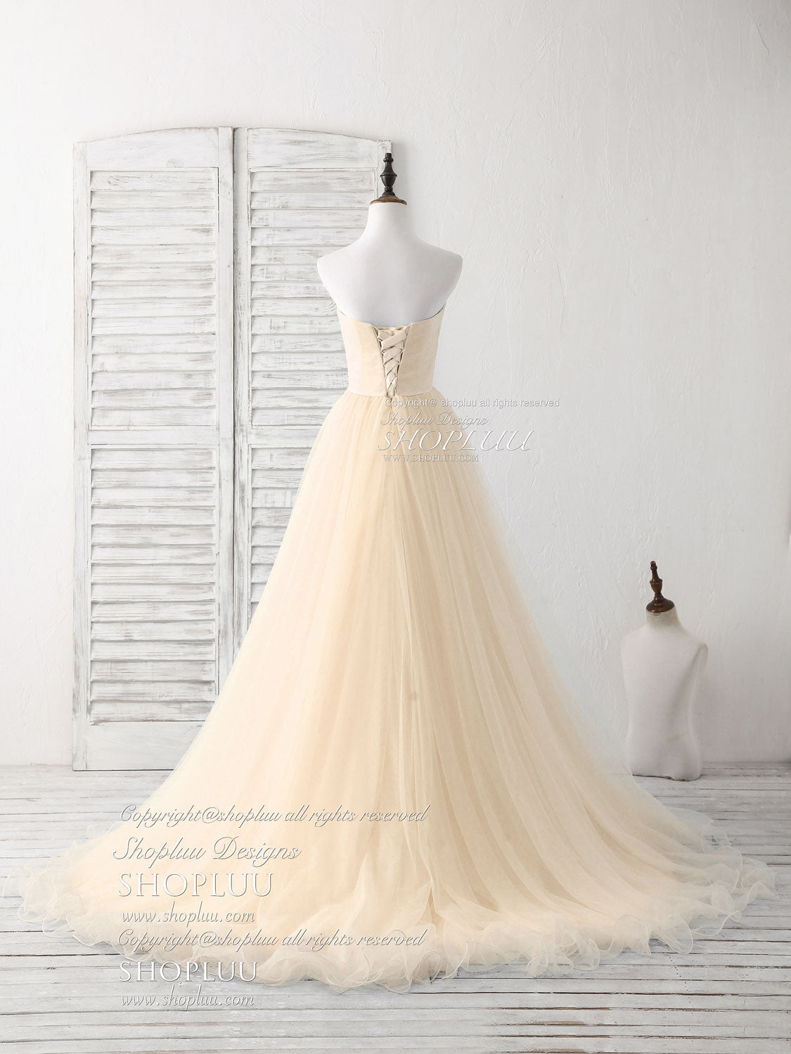 Prom Dresses Boho, Simple Sweetheart Champagne Tulle Long Prom Dress Champagne Evening Dress Main image