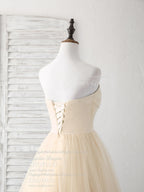 Prom Dresses For Skinny Body, Simple Sweetheart Champagne Tulle Long Prom Dress Champagne Evening Dress