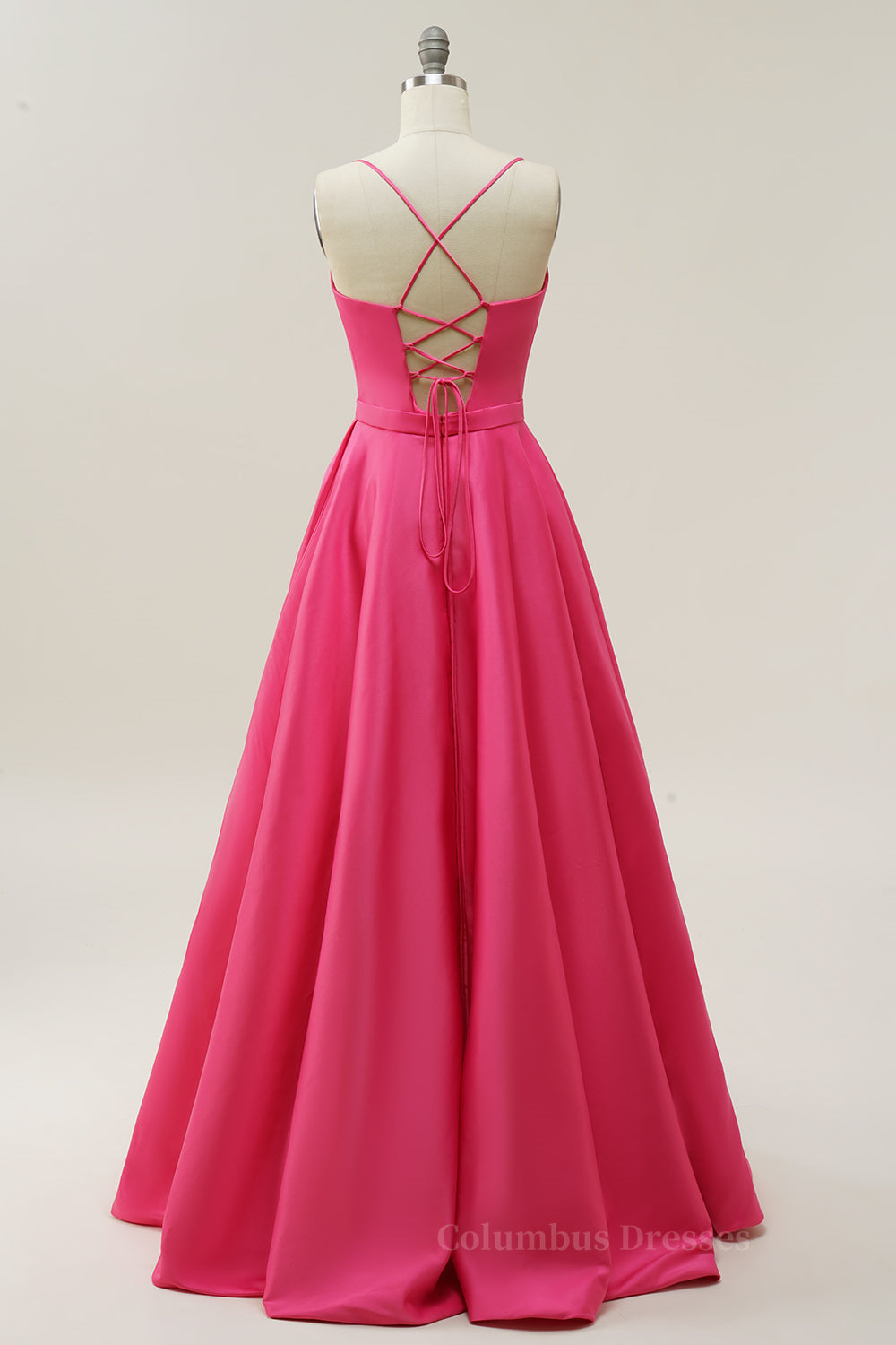Simply Hot Pink A-line Straps Long Gown Secondary image