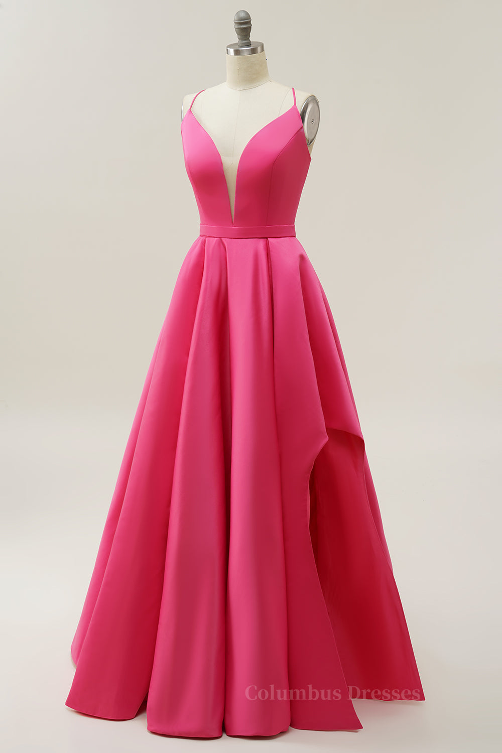 Prom Dress Fairy, Simply Hot Pink A-line Straps Long Gown Main image