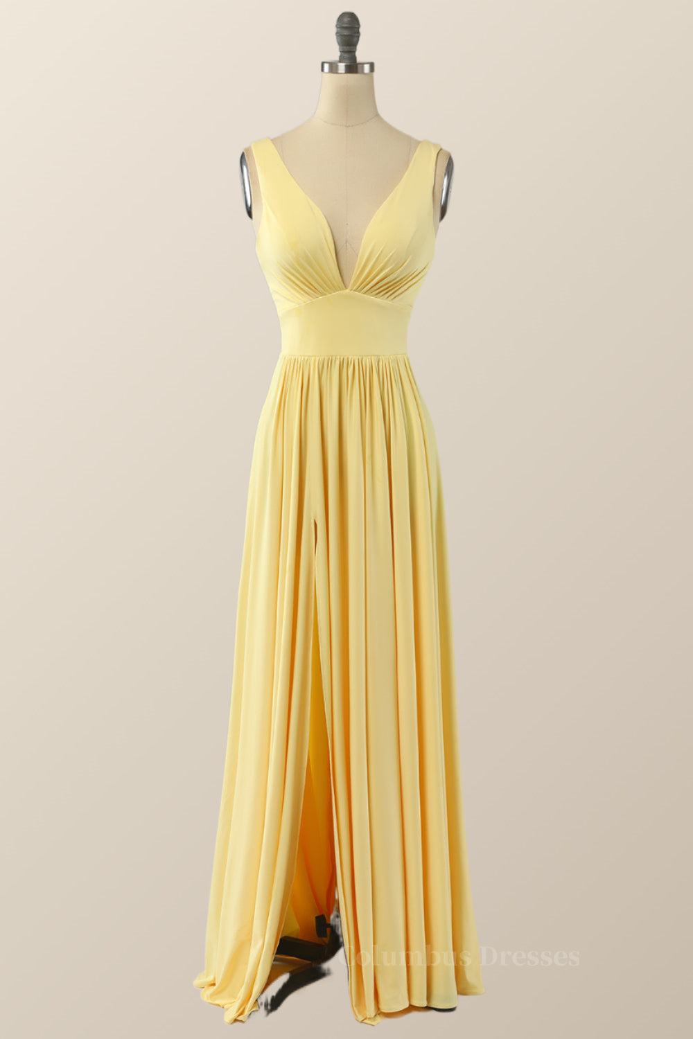 Prom Dresses With Sleeves, Simply Pink Empire A-line Maxi Dress with Slit