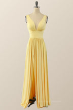 Prom Dresses With Sleeves, Simply Pink Empire A-line Maxi Dress with Slit