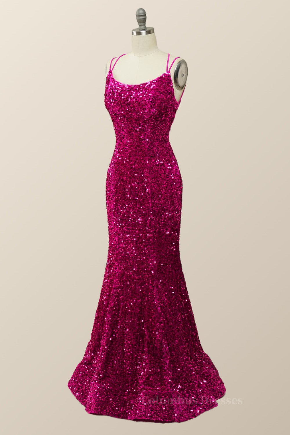 Sparkle Fuchsia Sequin Mermaid Long Formal Dress Secondary image