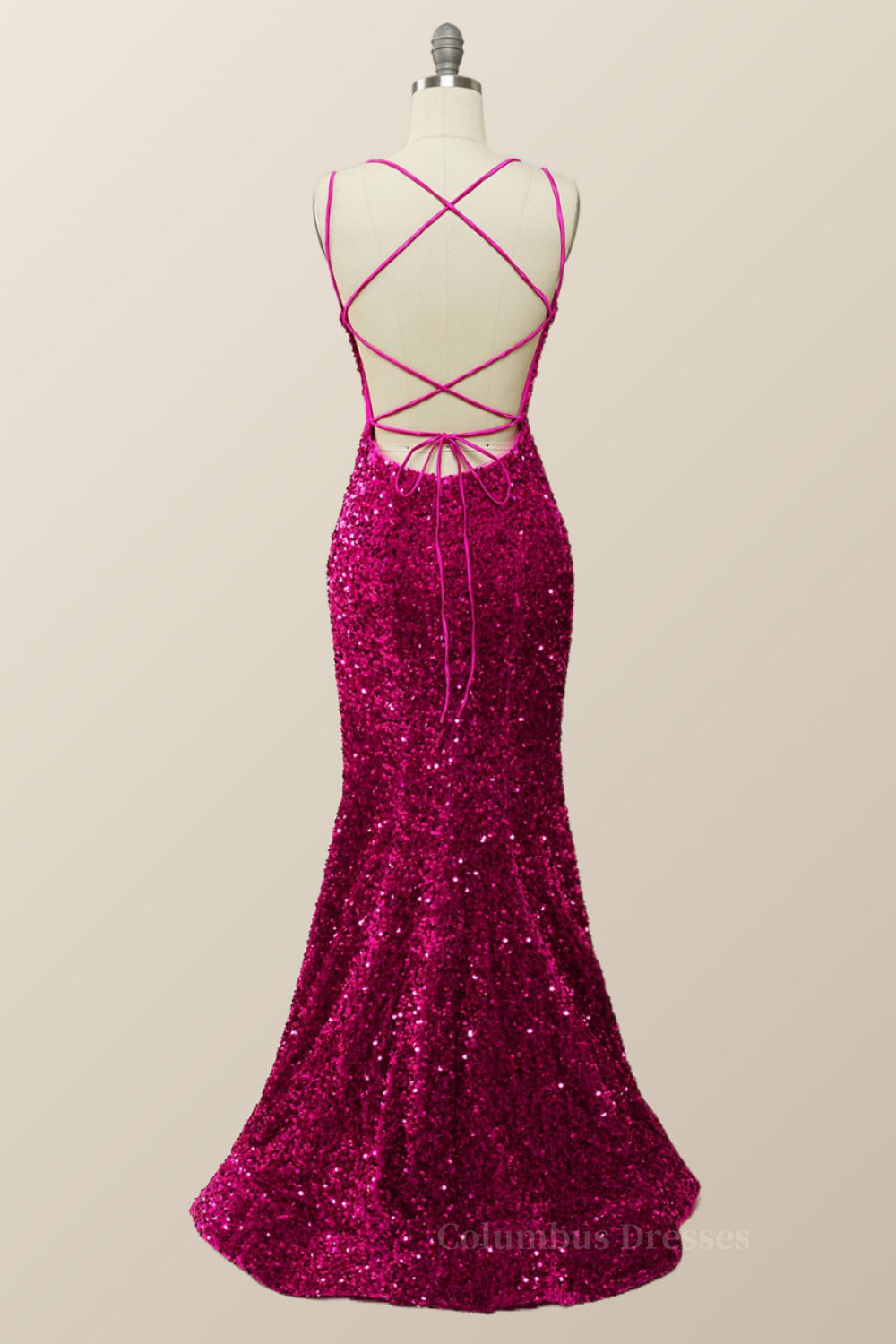 Prom Dresses Mermaide, Sparkle Fuchsia Sequin Mermaid Long Formal Dress Main image
