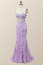Homecoming Dress Websites, Strapless Hot Pink Lace Mermaid Long Prom Dress