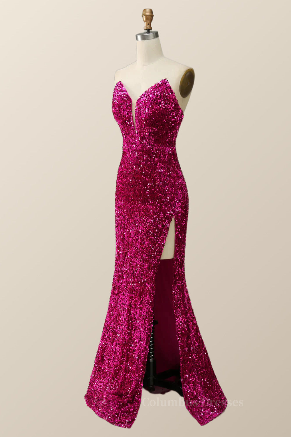 Strapless V Neck Sequin Mermaid Long Formal Dress Secondary image