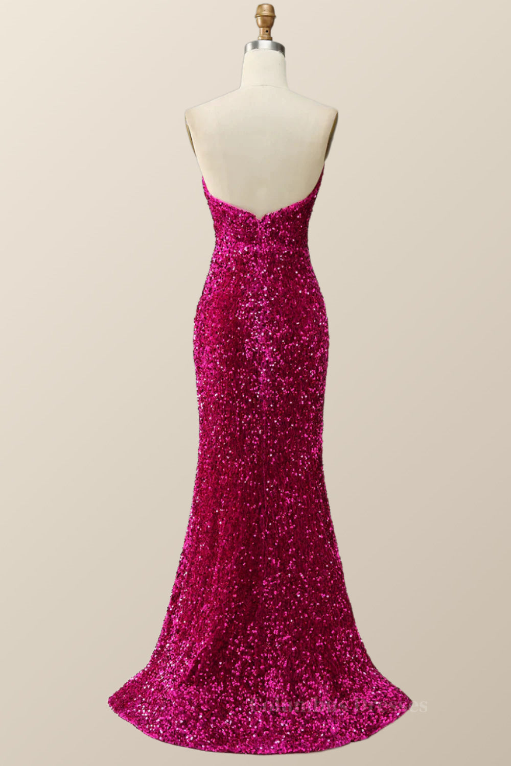 Prom Dresses Bodycon, Strapless V Neck Sequin Mermaid Long Formal Dress Main image
