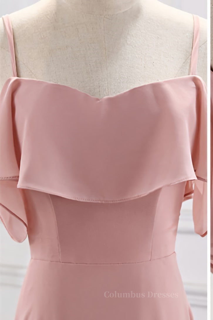 Straps Blush Pink Chiffon Long Bridesmaid Dress Secondary image