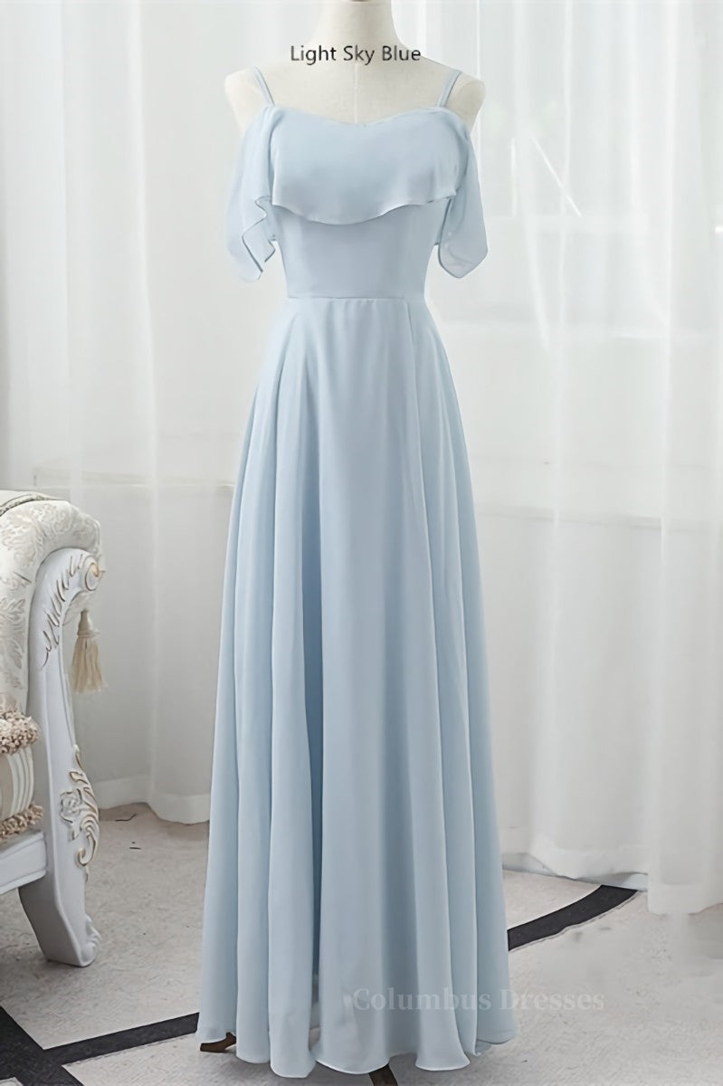 Dream, Straps Blush Pink Chiffon Long Bridesmaid Dress