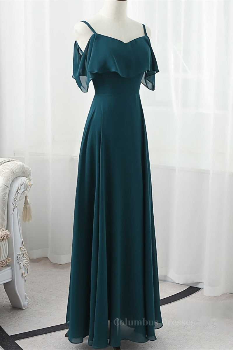 Vintage Dress, Straps Blush Pink Chiffon Long Bridesmaid Dress