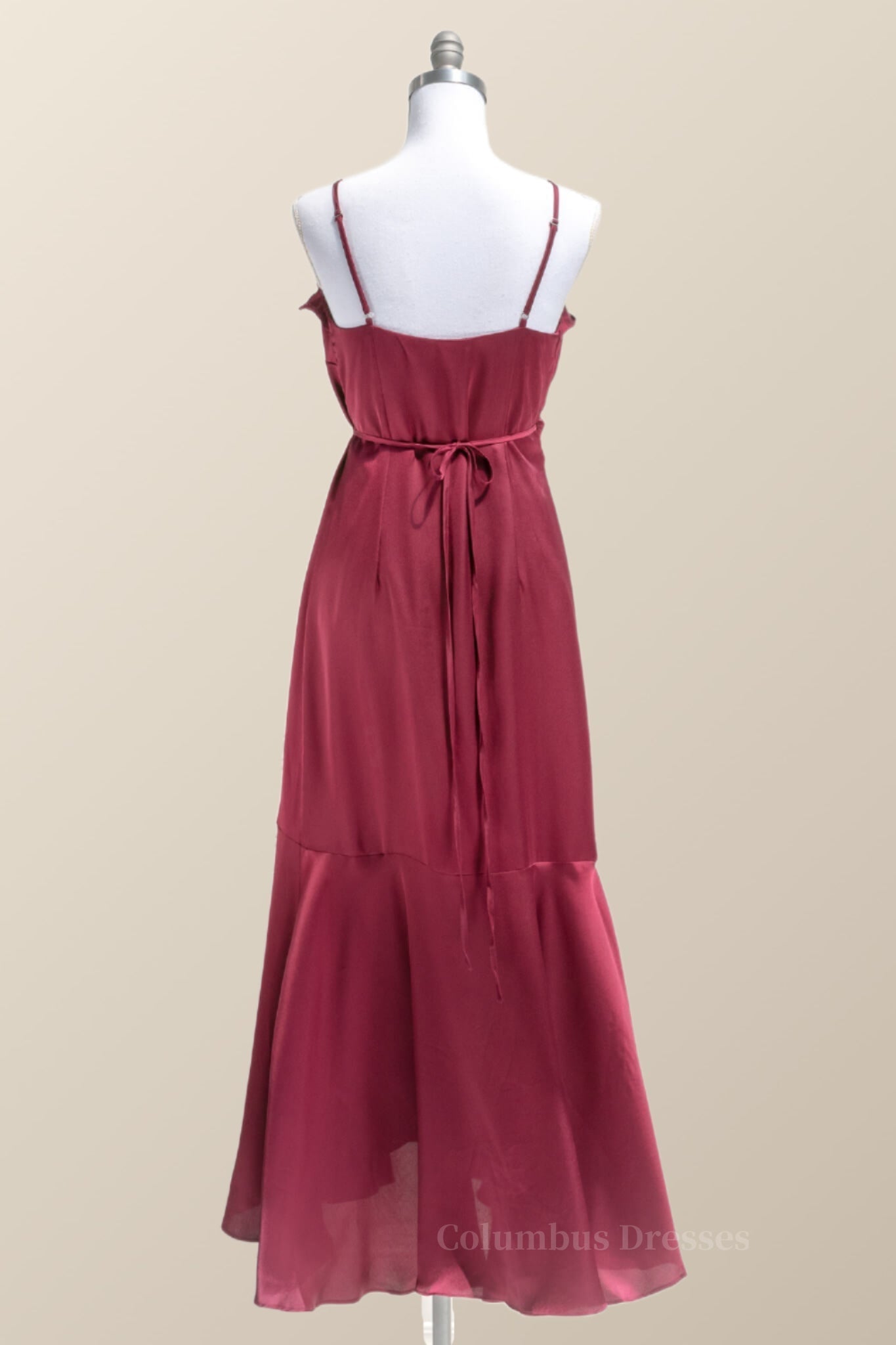 Chic Dress Classy, Straps Green Ruffles Wrap Midi Party Dress