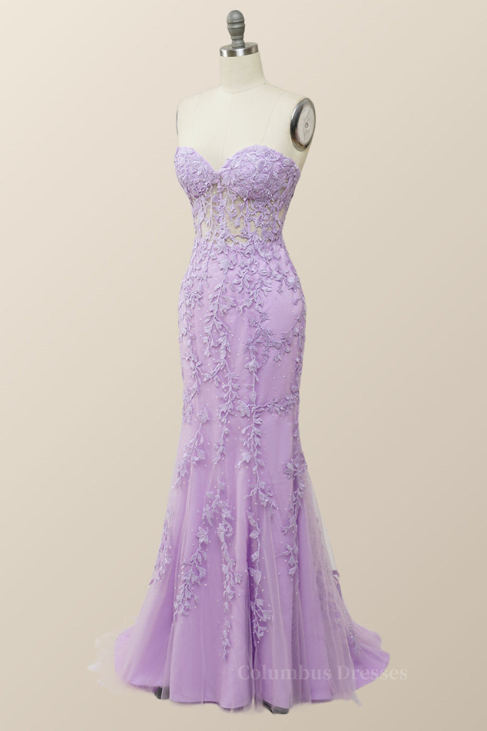 Sweetheart Lavender Lace Mermaid Long Prom Dress Secondary image