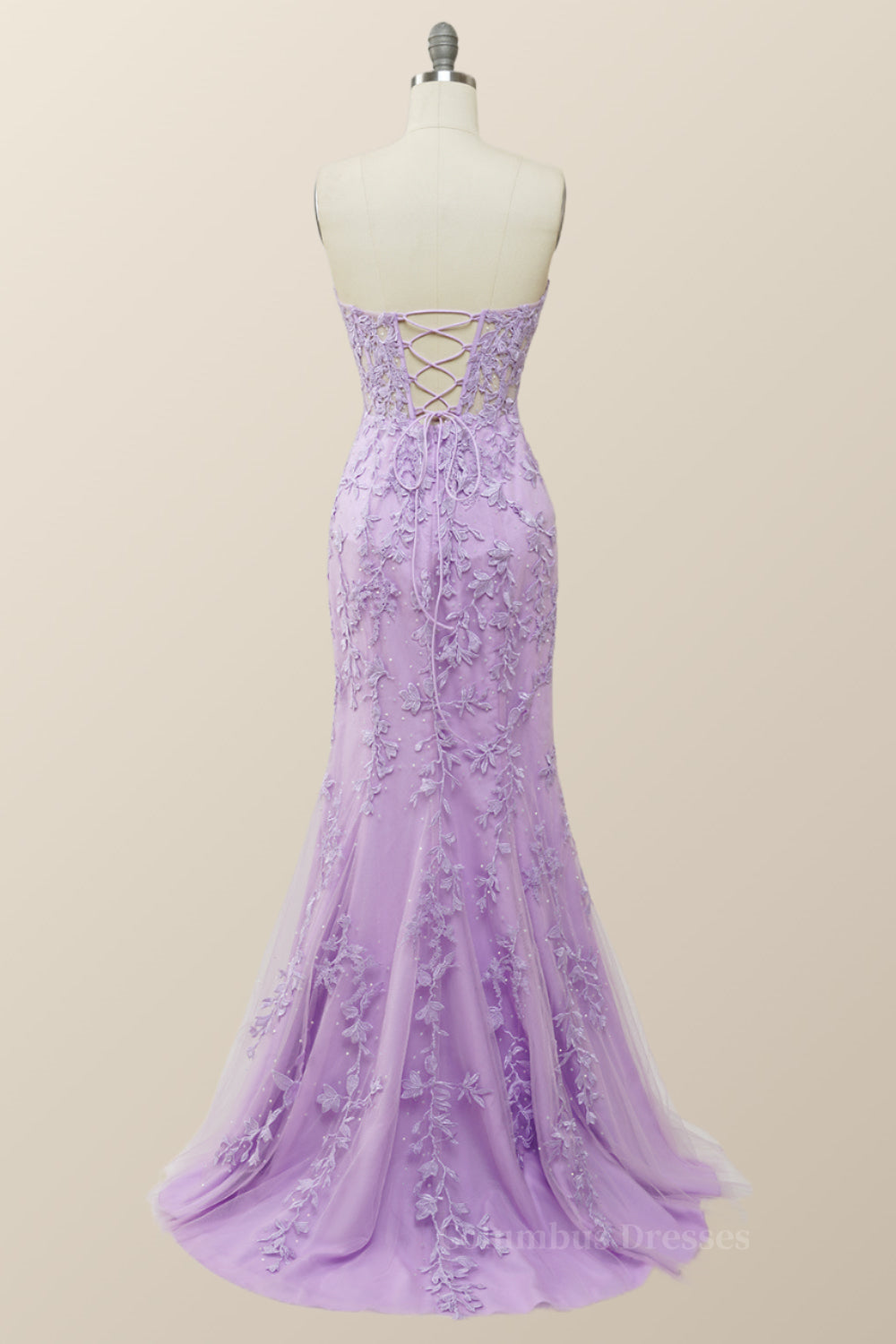 Prom Dress Uk, Sweetheart Lavender Lace Mermaid Long Prom Dress Main image