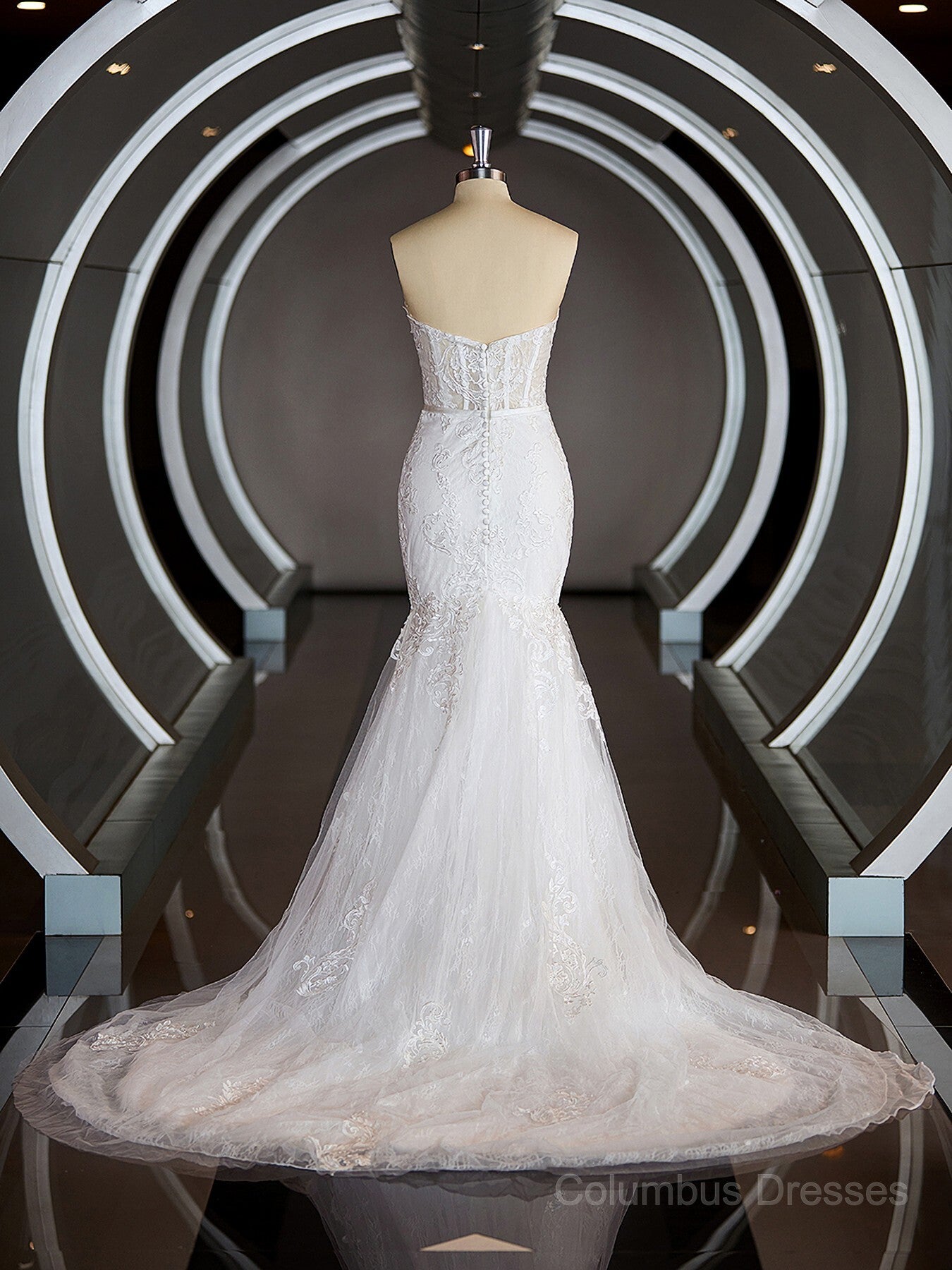 Wedding Dresses Ball Gowns, Trumpet/Mermaid Sweetheart Court Train Tulle Wedding Dresses with Appliques Lace