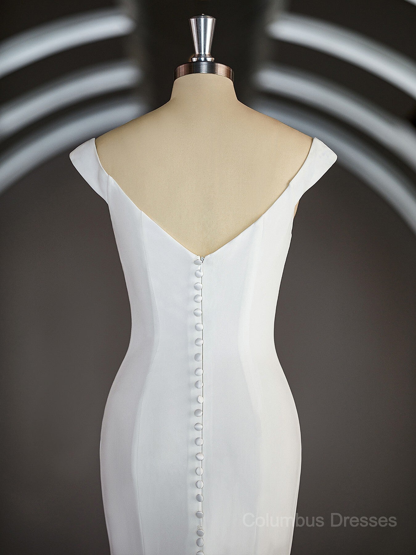 Wedding Dress A Line Sleeves, Trumpet/Mermaid V-neck Chapel Train Stretch Crepe Wedding Dresses with Ruffles