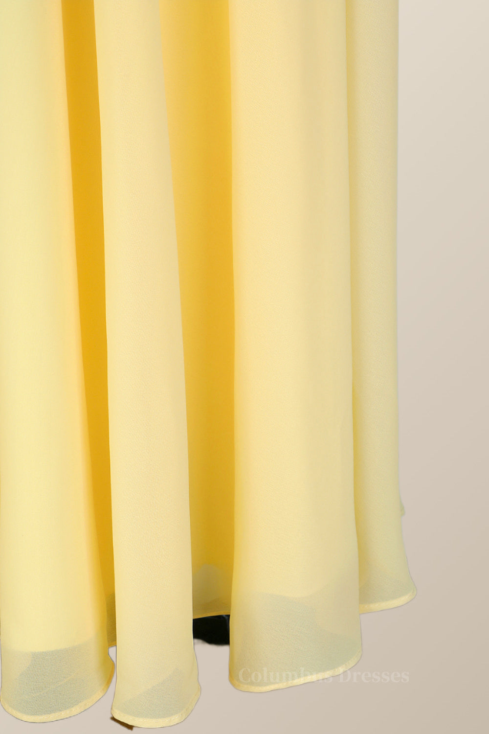 Prom Dress Shops Nearby, Yellow Chiffon A-line Pleated Long Bridesmaid Dress