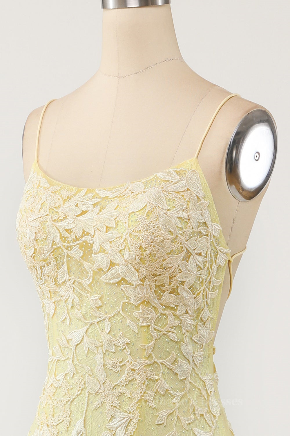 Yellow Mermaid Lace Appliques Long Formal Dress Secondary image