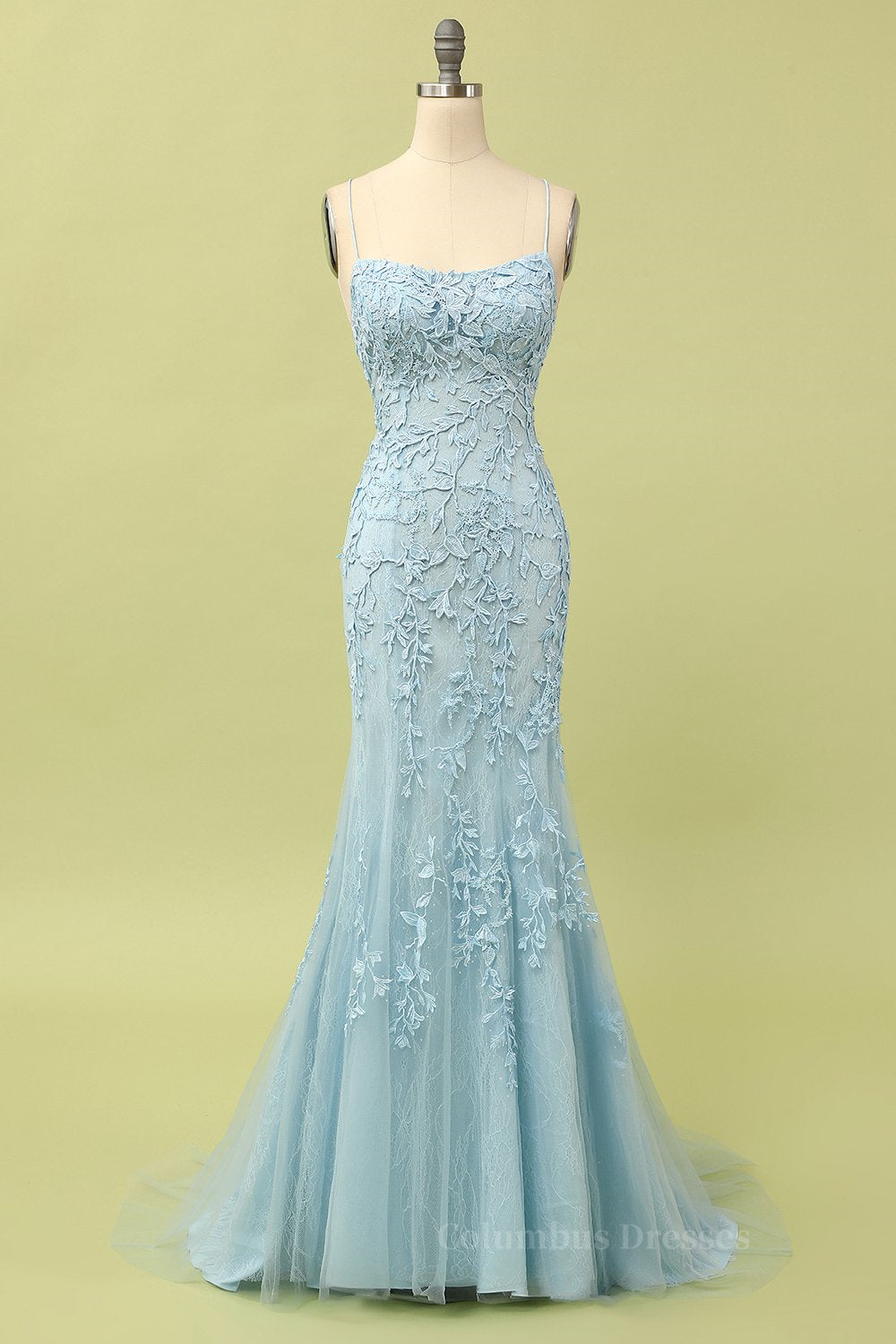 Prom Dress Stores, Yellow Mermaid Lace Appliques Long Formal Dress